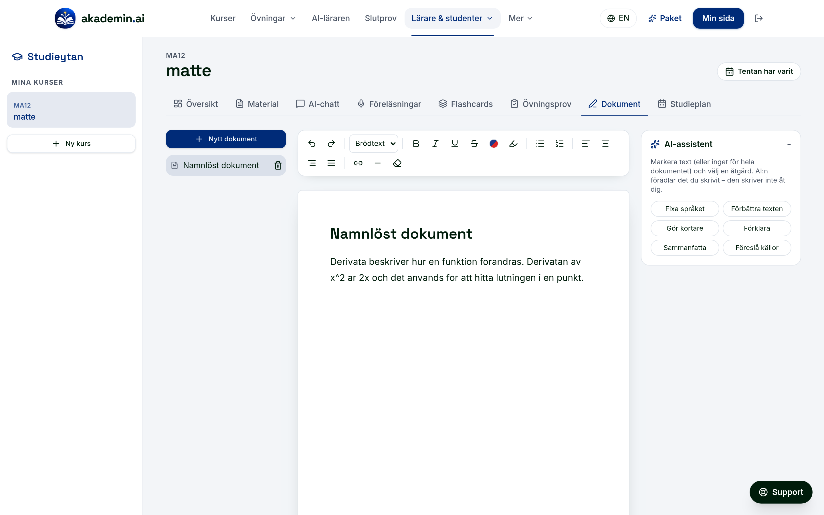 Dokumentredigeraren med AI-assistent som förbättrar din text